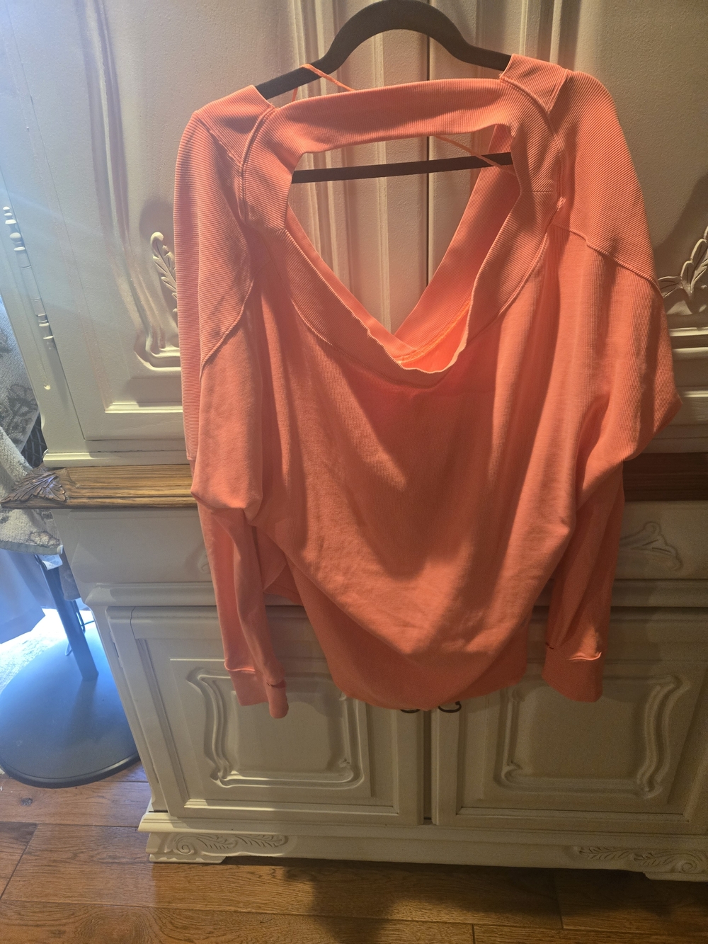 Free People Coral Open-Back Sweatshirt